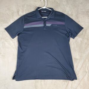 Travis Mathew Polo Shirt Mens XL Blue Striped Pima Cotton Golf Performance Top